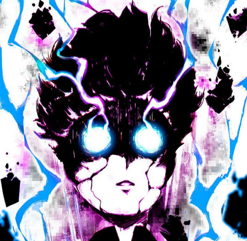 A close-up of artwork from Mob Psycho 100