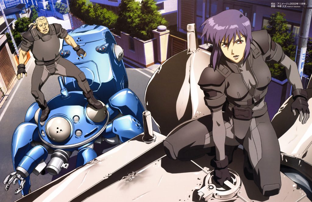 Ghost in the Shell An intense action scene takes place in the Ghost in the Shell Stand Alone Complex anime.