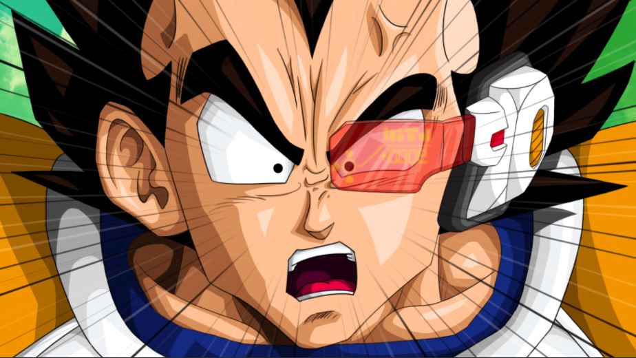 Dragon Ball Z A close-up image of Vegeta freaking out in Dragon Ball Z.
