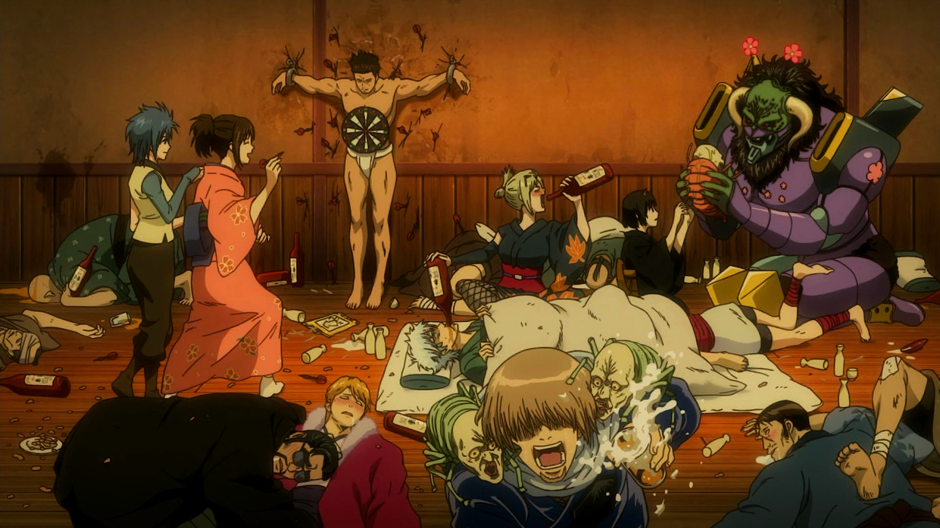 An accurate depiction of the chaotic anime Gintama.
