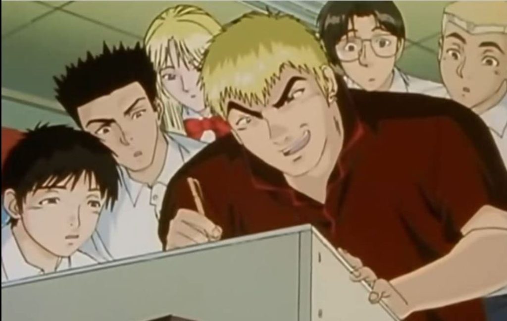 Great Teacher Onizuka Onizuka from the Great Teacher Onizuka anime series surrounded by his students.
