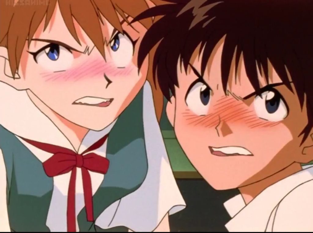 Neon Genesis Evangelion A close-up image of two of the main characters from the anime series neon Genesis Evangelion.