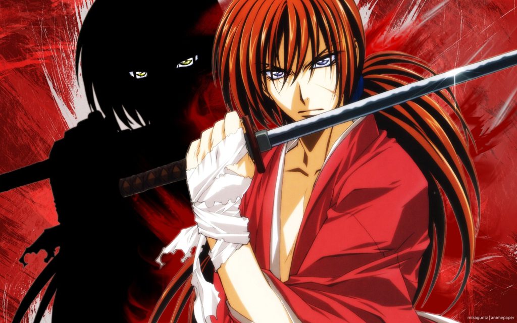 Rurouni Kenshin A close-up image of Rurouni Kenshin with his samurai katana.