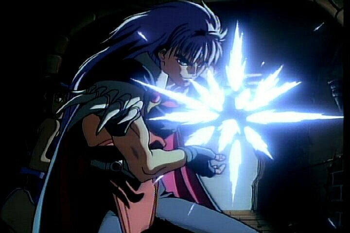 Bastard!!! Schneider uses his power during a battle scene.