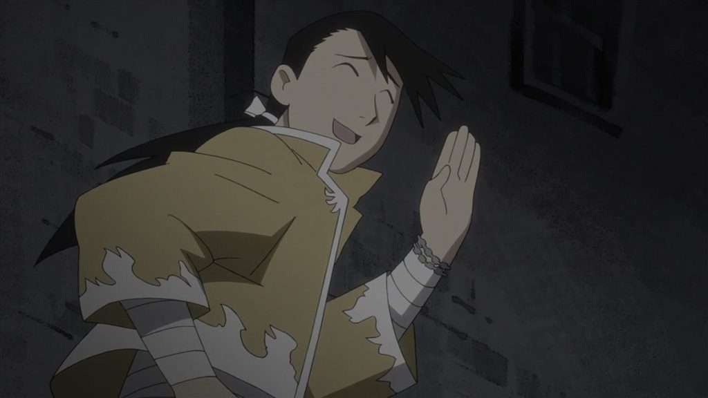A scene from Fullmetal Alchemist: Brotherhood featuring Ling Yao.
