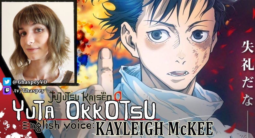 Voice actress Kayleigh McKee playing the role of Yuta Okkotsu in Jujutsu Kaisen 0.