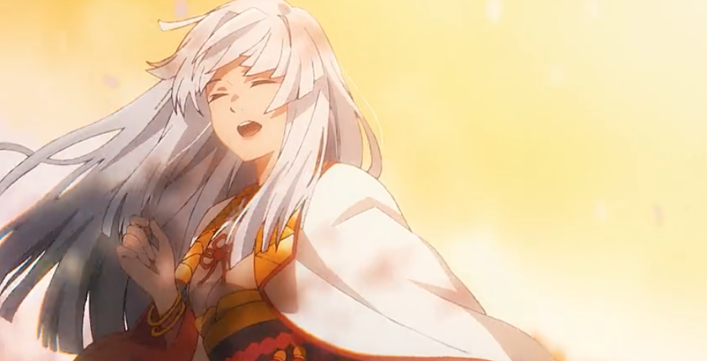 One of the maidens of Kamigawa smiles into the camera
