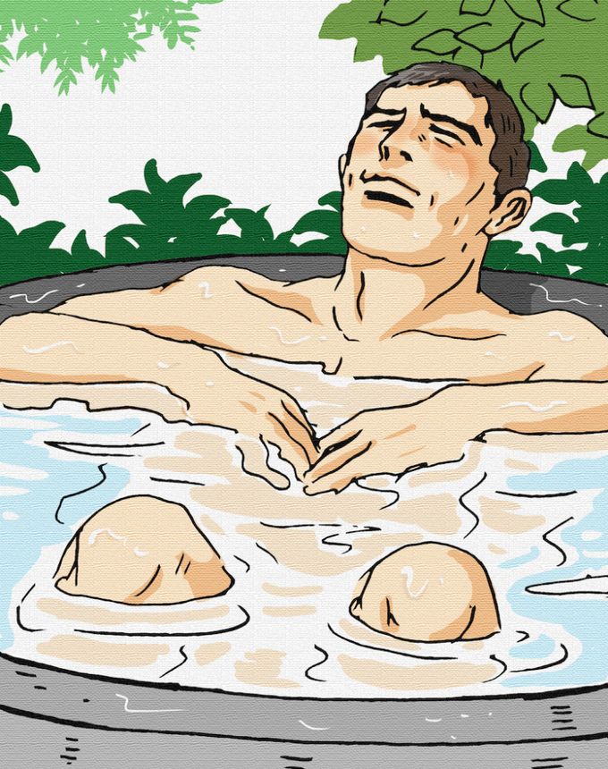 Protagonist Lucius of Thermae Romae in a bath.