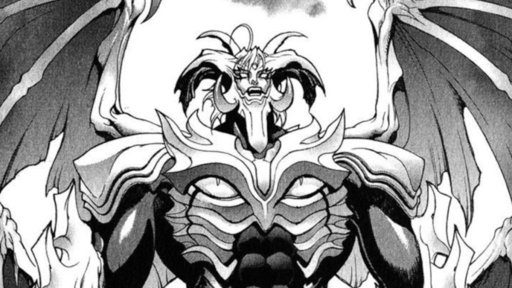 Uriel from the Bastard!! manga has activated Falldown Mode and ready to fight Majin Dark Schneider. 