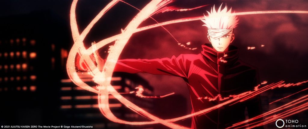 Promotional imagery for Jujutsu Kaisen 0 featuring Satoru Gojo.
