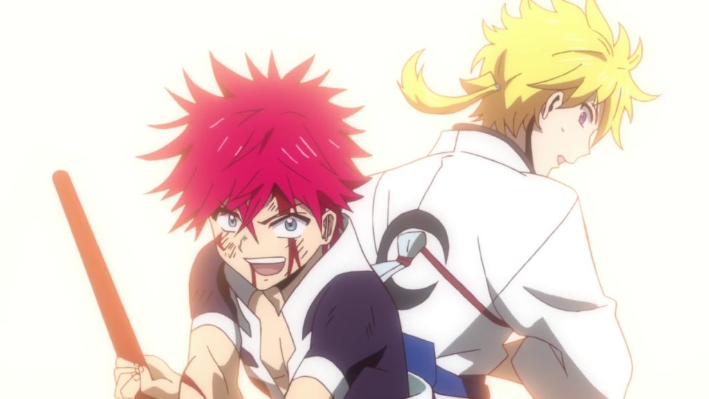 Musashi and Kojiro Kanemaki are ready to confront the enemy in the Orient TV anime series.