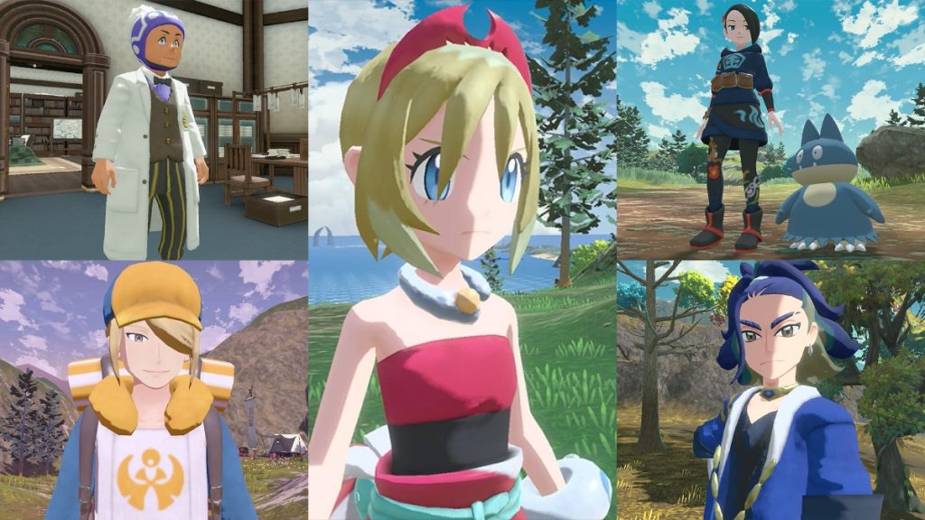 Game footage of characters in Pokémon Legends: Arceus.
