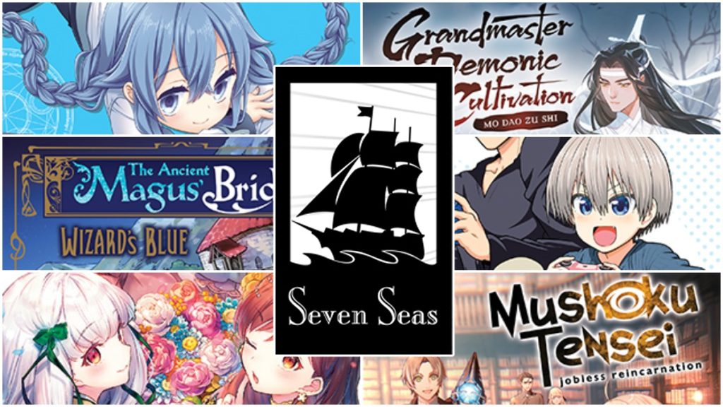 Promotional imagery for Seven Seas Entertainment including some of their May 2022 releases.