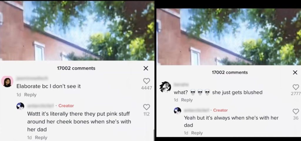 A TikTok post showing a conversation between multiple users arguing whether Spy x Family sexualizes Anya Forger.