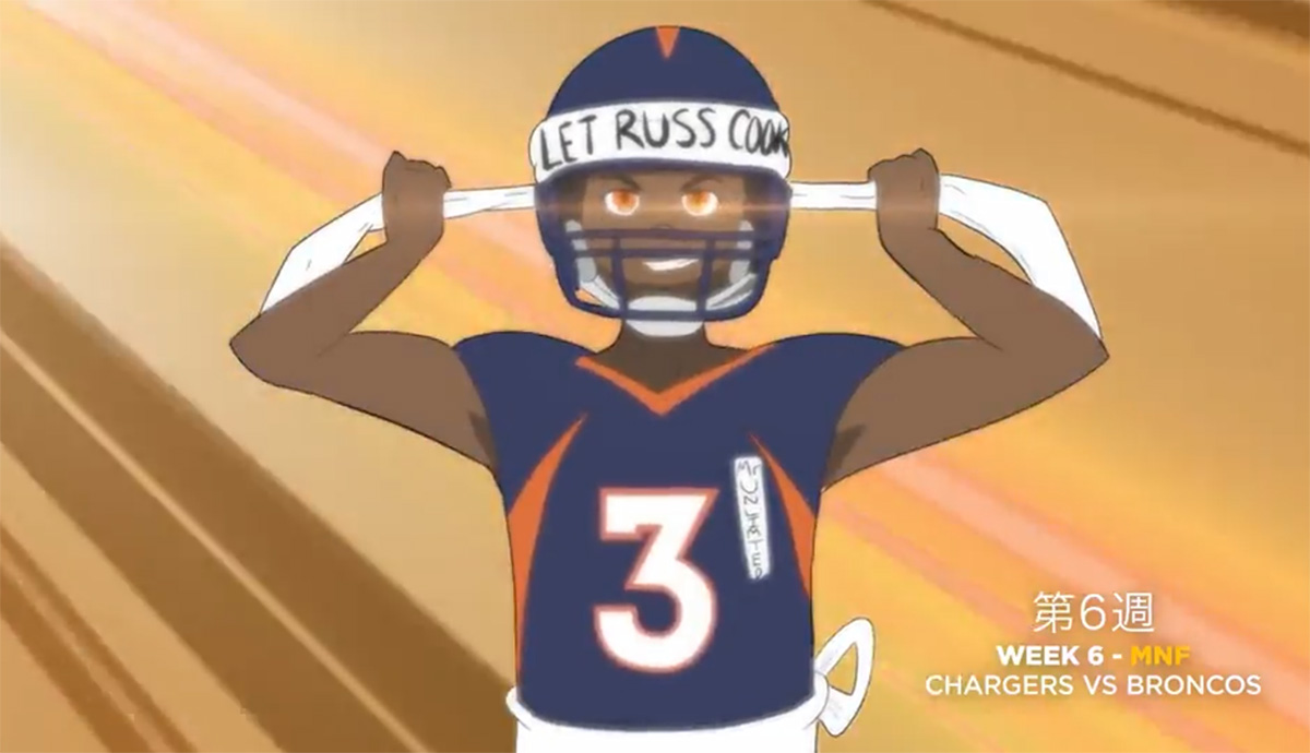 Russel Wilson anime style from LA Chargers trailer