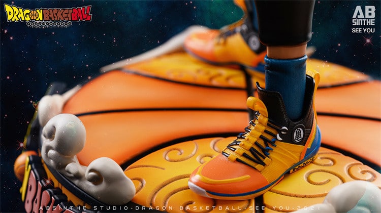 A close up on Goku's shoes in the new basketball figure