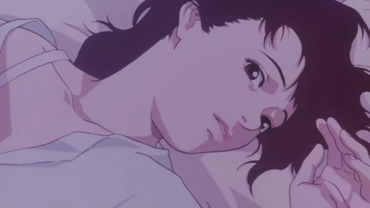 Mima Kirigoe lying on the bed in the Perfect Blue anime.