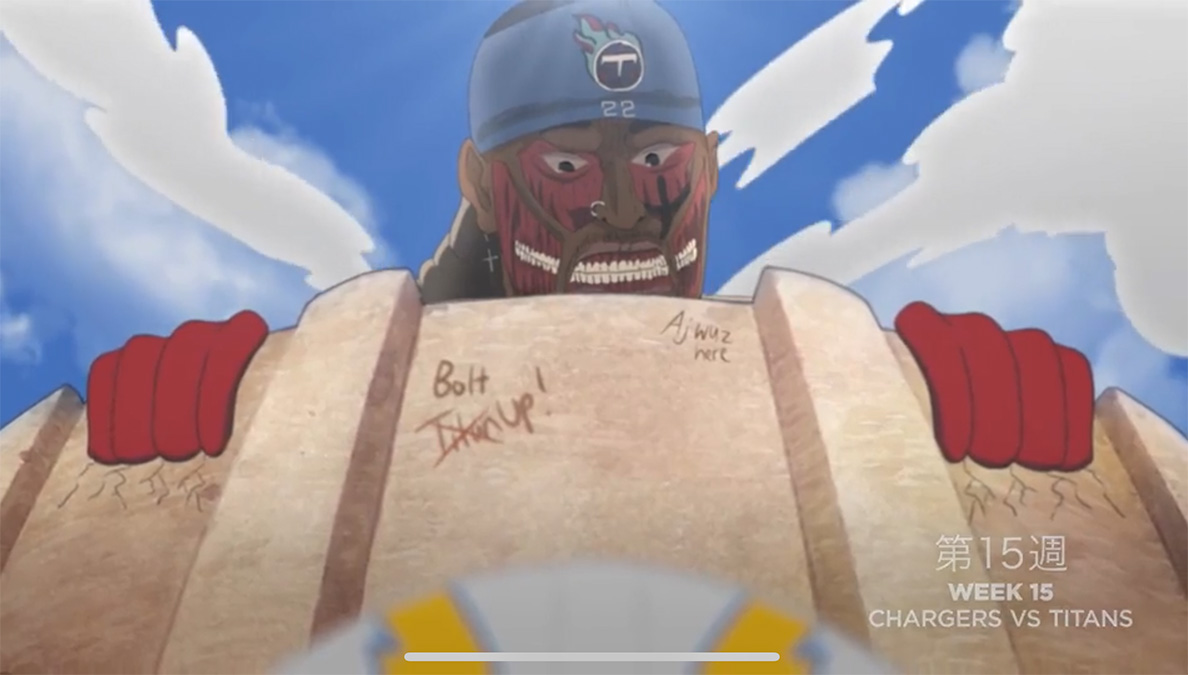 attack on titan LA chargers reference