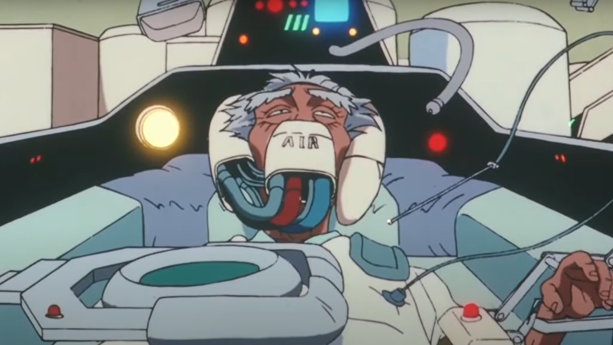 Kijuro Takazawa lies on the robotic hospital bed that takes care of him in Roujin Z