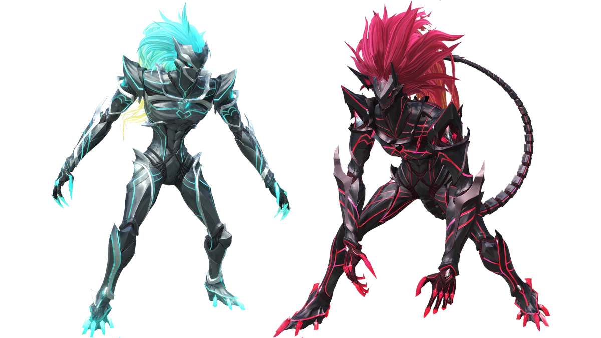 Character illustrations of Grendel Maso Oni and Grendel-Zolga.