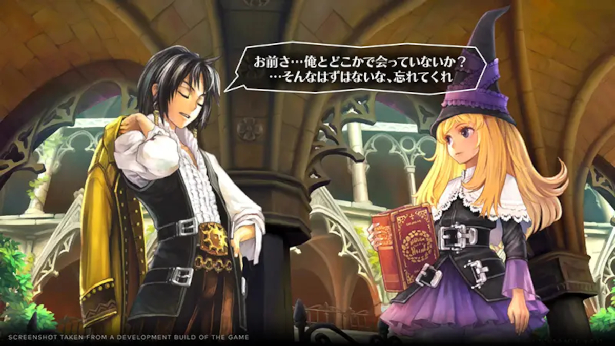 Bartido Ballentyne chats to Lillet Blan during an in-game story scene in GrimGrimoire OnceMore.