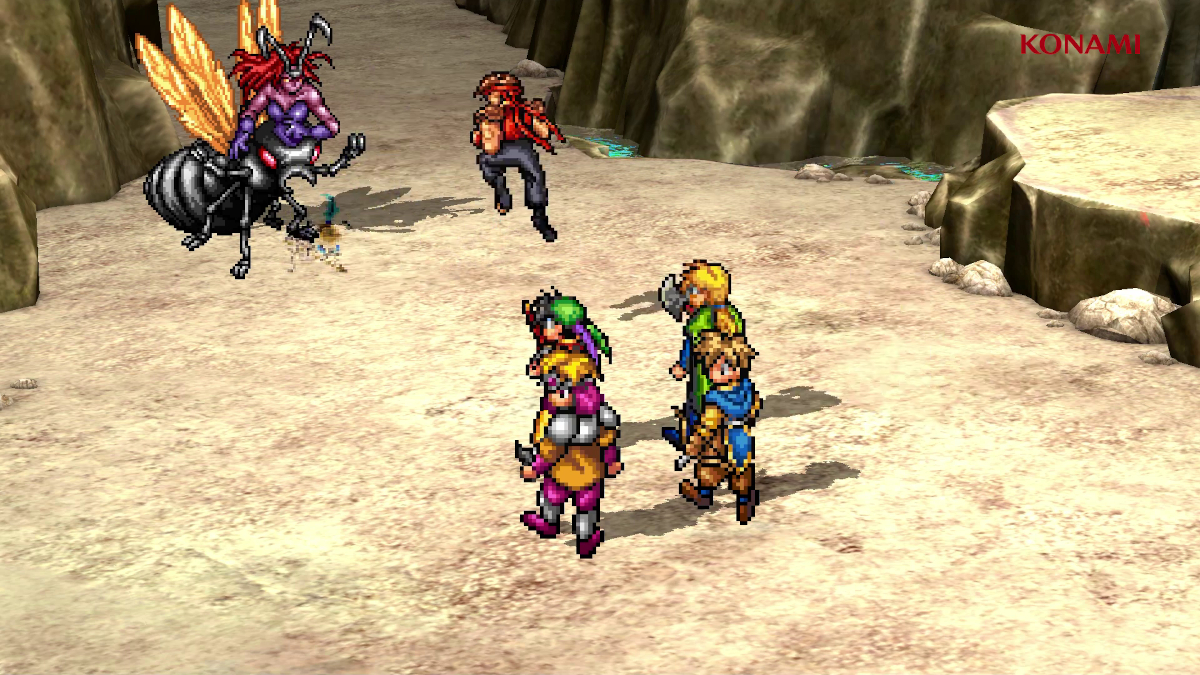 A battle scene from Suikoden.