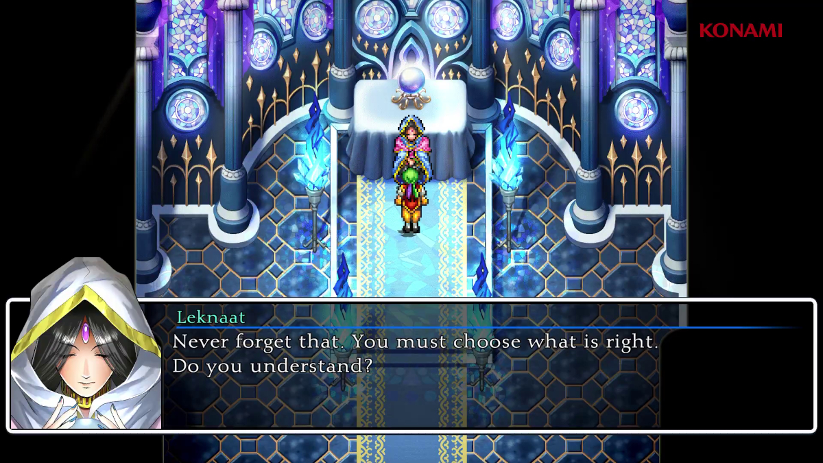 Leknaat advises Tir McDohl in a scene from Suikoden.