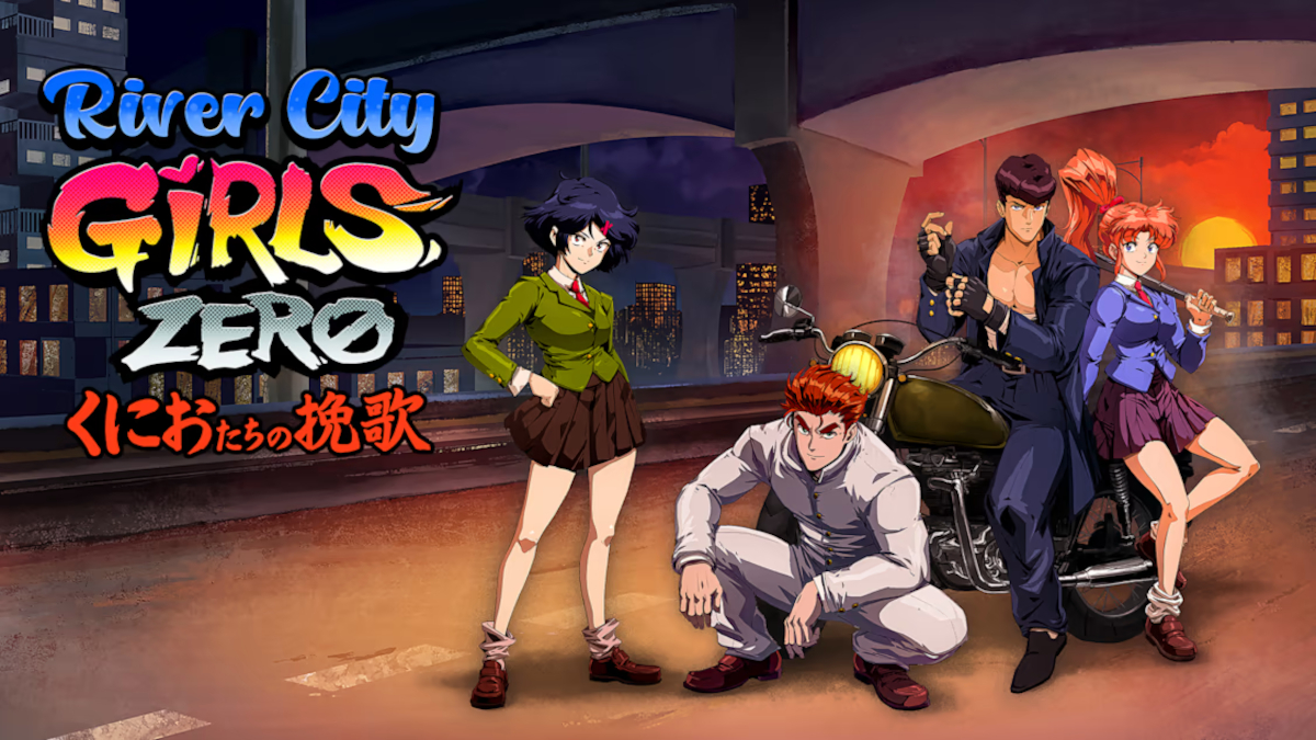 Misako, Kunio, Riki, and Kyoko, as they appear in the River City Girls Zero capsule art.