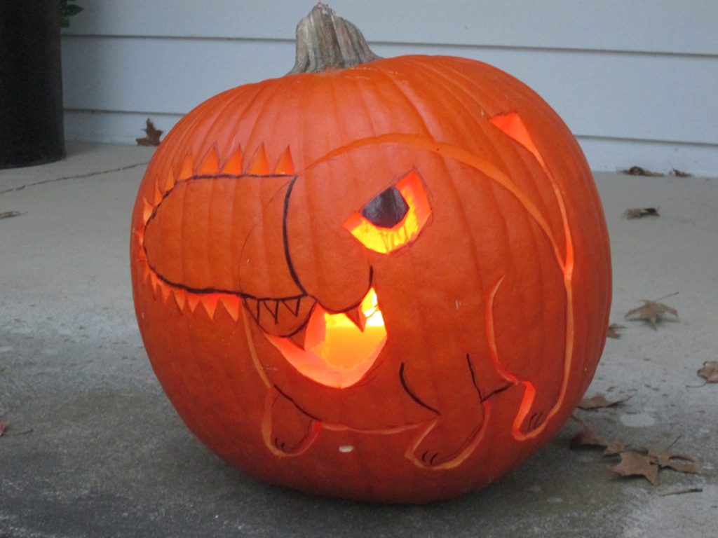 Halloween Pochita themed pumpkin