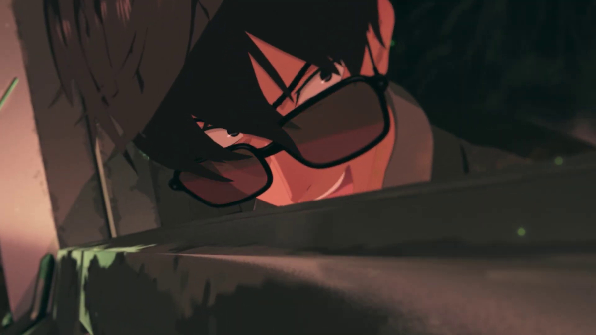 Close-up shot of Nicholas D. Wolfwood from Trigun Stampede.