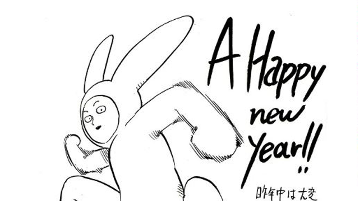 One Punch Man celebra o ano novo de 2023 com Saitama em traje de coelho